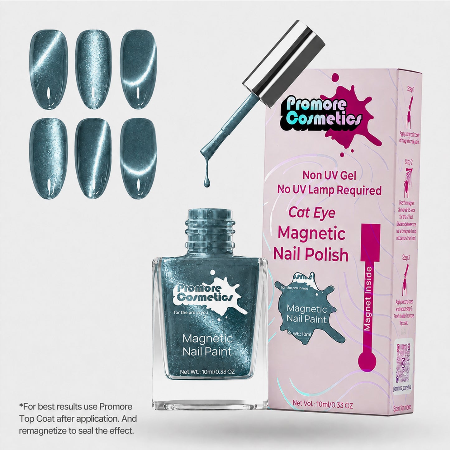 Arctic, the Promore Sparkler - Magnetic Nail Paint (Cat-Eye Effect, Non-UV, Quick-Dry)