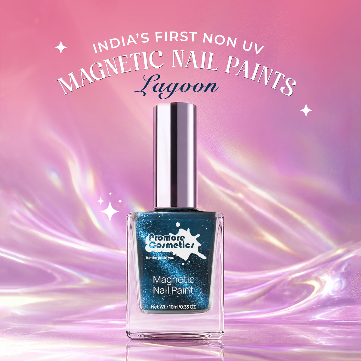 Lagoon, The Promore Silk Touch - Magnetic Nail Paint (Cat-Eye Effect, Non-UV, Quick-Dry)