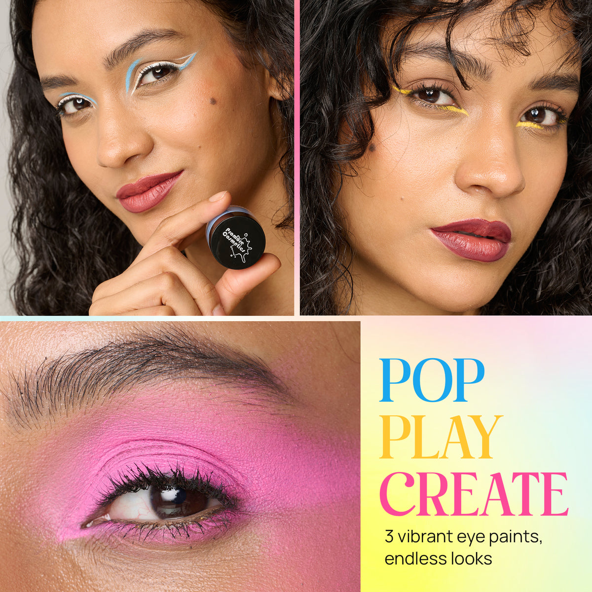 Color Pop Saver Combo: Pink, Blue and Yellow Eye Shadows (High Pigment, Crease-Resistant, Long-Wear Formula)