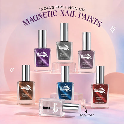 Super Saver - Collectors Set of 6 Magnetic Nail Paint (Cat-Eye Effect, Non-UV, Quick-Dry)
