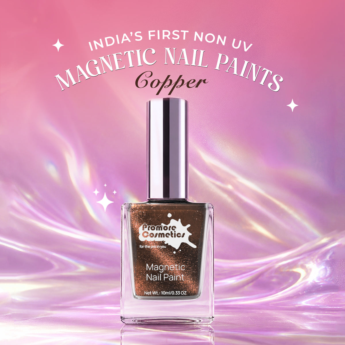 Copper, The Promore Silk Touch -  Magnetic Nail Paint (Cat-Eye Effect, Non-UV, Quick-Dry)