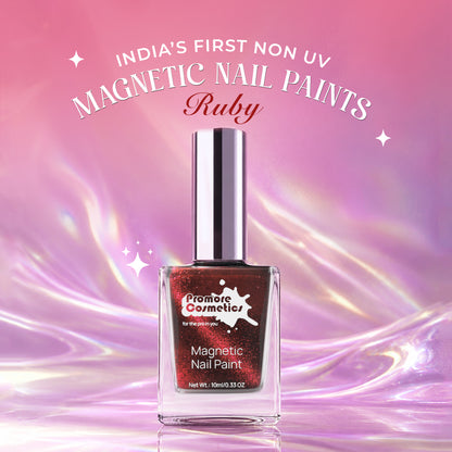 Ruby, The Promore Silk Touch -  Magnetic Nail Paint (Cat-Eye Effect, Non-UV, Quick-Dry)