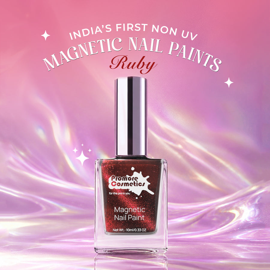 Ruby, The Promore Silk Touch -  Magnetic Nail Paint (Cat-Eye Effect, Non-UV, Quick-Dry)