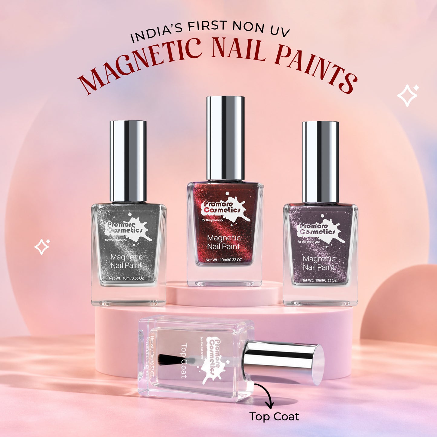 Saver Combo - Mercury, Ruby, Lilac + Top Coat (Cat-Eye Effect, Non-UV, Quick-Dry)