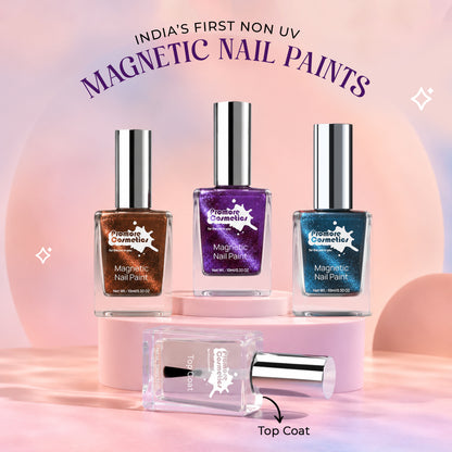 Saver Combo - Copper, Violet, Lagoon + Top Coat (Cat-Eye Effect, Non-UV, Quick-Dry)