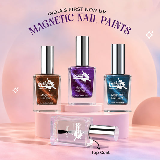 Saver Combo - Copper, Violet, Lagoon + Top Coat (Cat-Eye Effect, Non-UV, Quick-Dry)