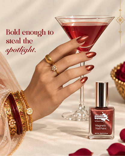 Ruby, The Promore Silk Touch -  Magnetic Nail Paint (Cat-Eye Effect, Non-UV, Quick-Dry)