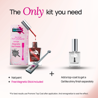 Ruby, The Promore Silk Touch -  Magnetic Nail Paint (Cat-Eye Effect, Non-UV, Quick-Dry)