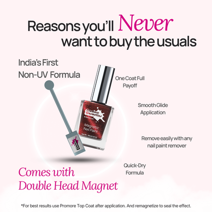 Ruby, The Promore Silk Touch -  Magnetic Nail Paint (Cat-Eye Effect, Non-UV, Quick-Dry)